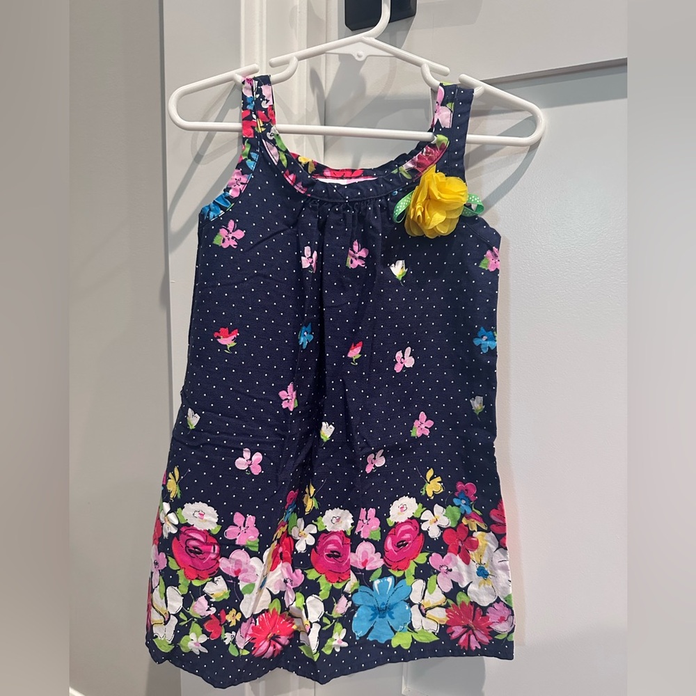 5 for $20 || Floral Polka Dot Dress with Yellow Flower Accent 24MOS 🌼